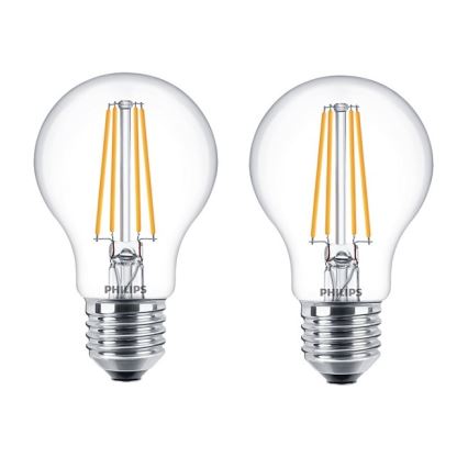 SADA 2x LED Žárovka Philips A60 E27/7W/230V 2700K