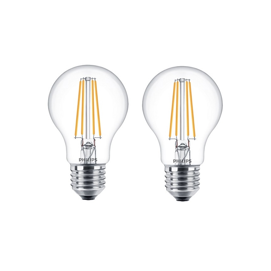 SADA 2x LED Žárovka Philips A60 E27/7W/230V 2700K
