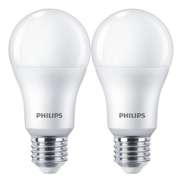SADA 2x LED Žárovka Philips A67 E27/13W/230V 4000K