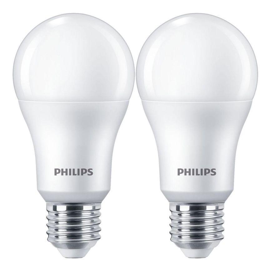 SADA 2x LED Žárovka Philips A67 E27/13W/230V 4000K