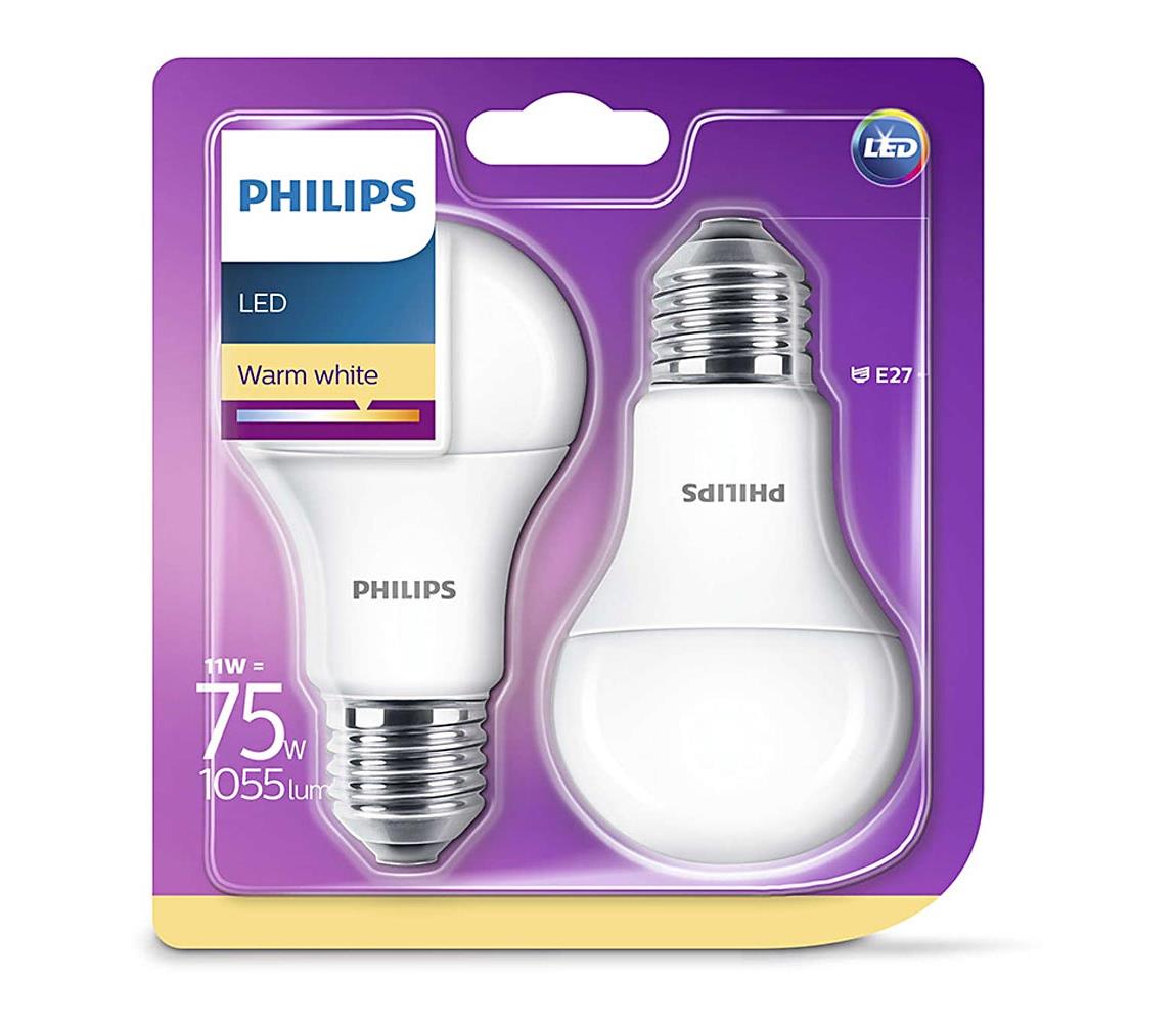 Philips SADA 2x LED žárovka Philips E27/11W/230V 2700K P2078