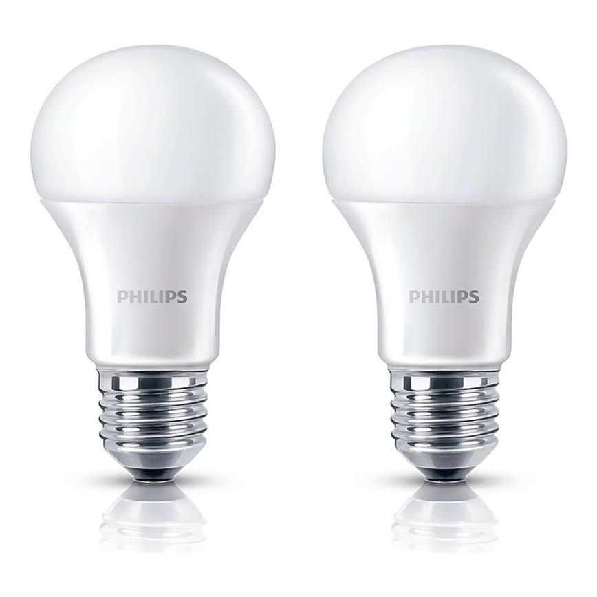 SADA 2x LED žárovka Philips E27/9W/230V 4000K