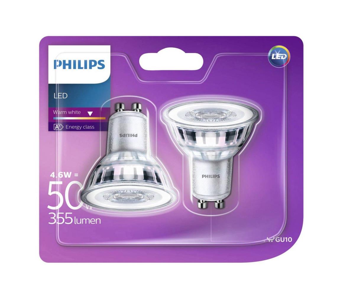 Philips SADA 2x LED Žárovka Philips GU10/4,6W/230V 2700K P4230