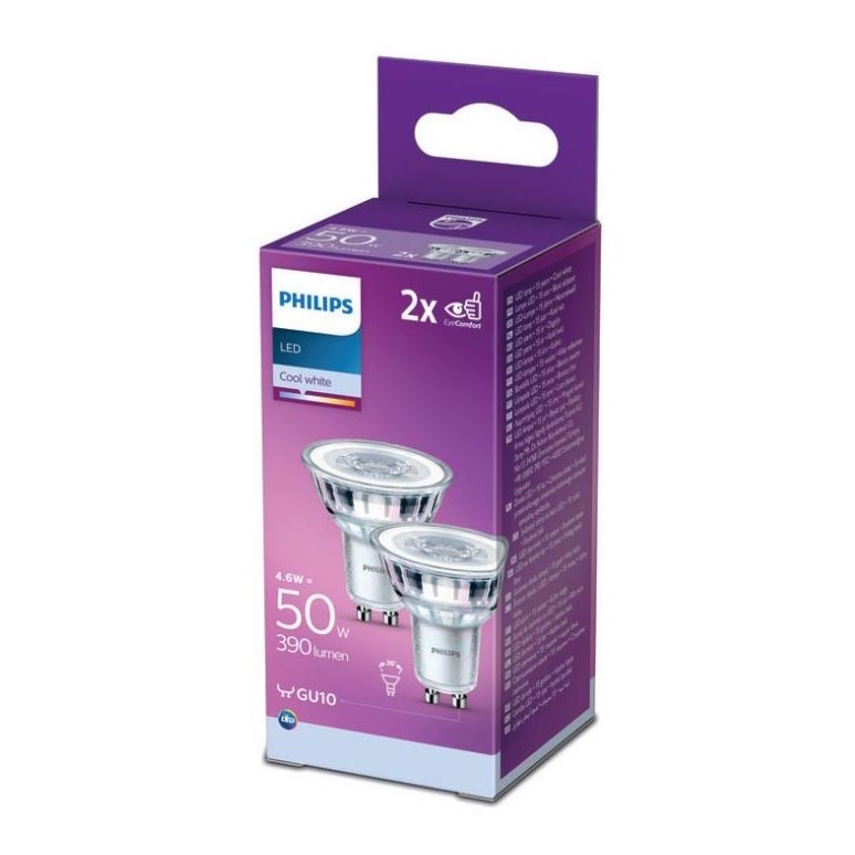 SADA 2x LED Žárovka Philips GU10/4,6W/230V 4000K