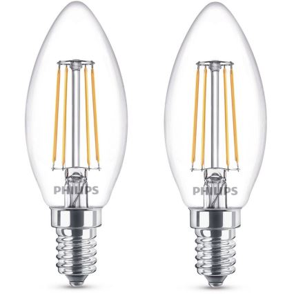 SADA 2x LED Žárovka Philips VINTAGE E14/4,3W/230V 2700K