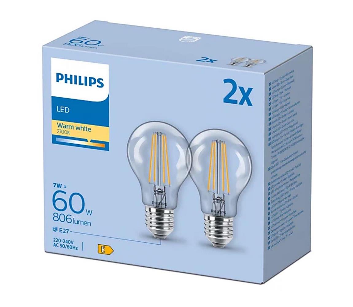 Philips SADA 2x LED Žárovka VINTAGE Philips A60 E27/7W/230V 2700K P5447