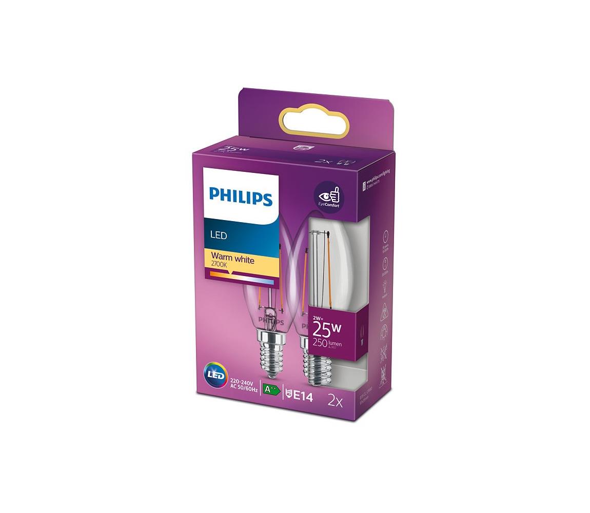 Philips SADA 2x LED Žárovka VINTAGE Philips E14/2W/230V 2700K 