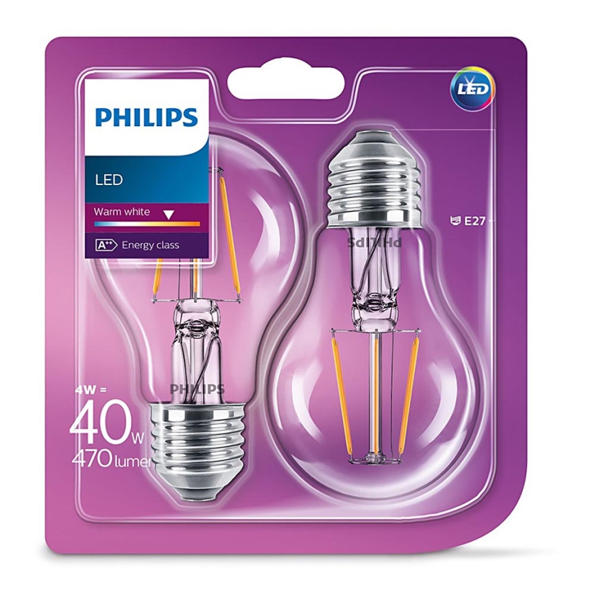 SADA 2x LED Žárovka VINTAGE Philips E27/4W/230V 2700K