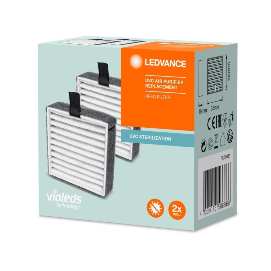 SADA 2x Náhradní HEPA filtr k čističce vzduchu PURIFIER UVC