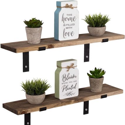 SADA 2x Nástěnná police 16x60 cm smrk