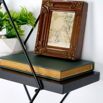 SADA 2x Nástěnná police černá