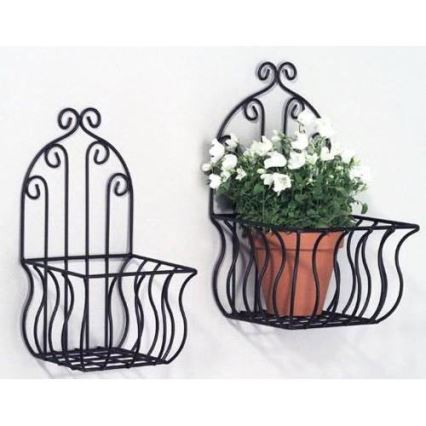SADA 2x Nástěnný držák květin 35x16 cm černá