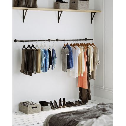 Sada 2x nástěnný věšák na ramínka LINEA černá