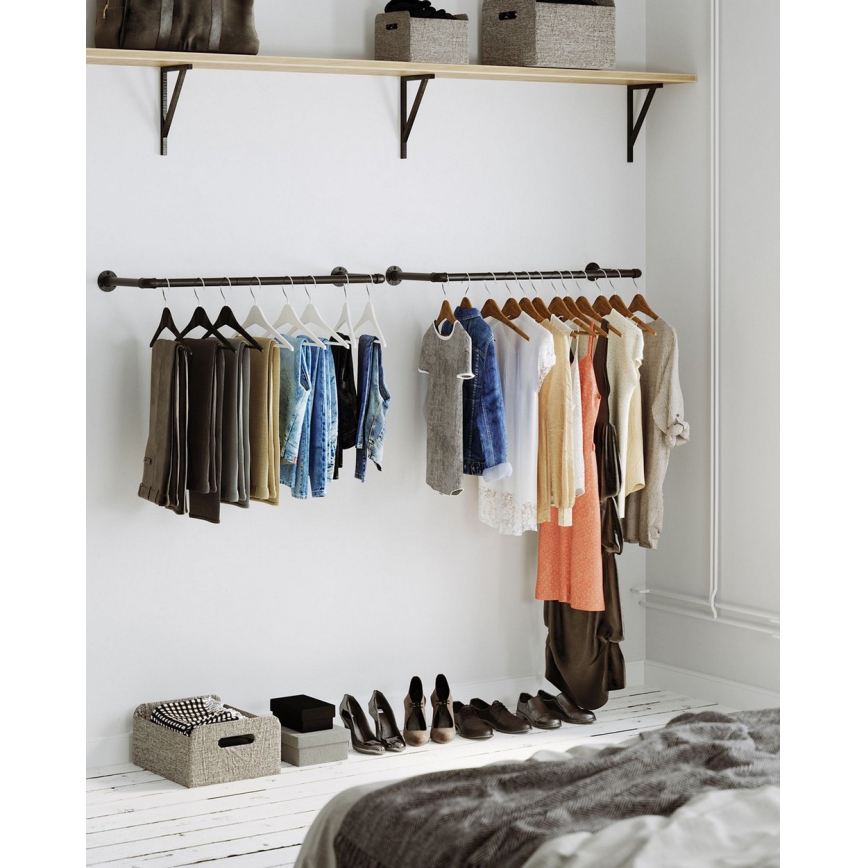 Sada 2x nástěnný věšák na ramínka LINEA černá