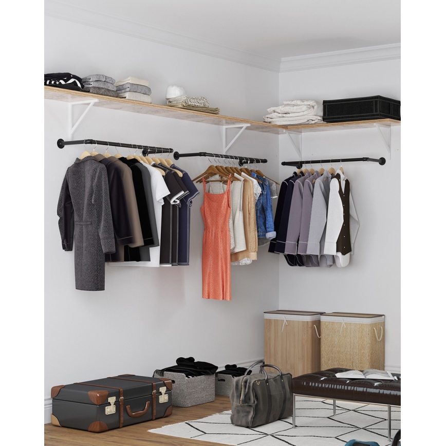 Sada 2x nástěnný věšák na ramínka LINEA černá