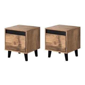 SADA 2x Noční stolek NORD 40x38 cm dub wotan/antracit