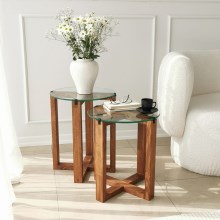 SADA 2x Odkládací stolek AMALFI pr. 40 cm hnědá/čirá