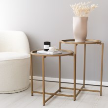 SADA 2x Odkládací stolek pr. 50 cm zlatá/čirá
