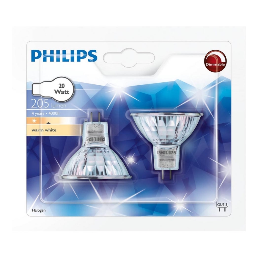 SADA 2x Průmyslová žárovka GU5,3/20W/12V 3000K - Philips