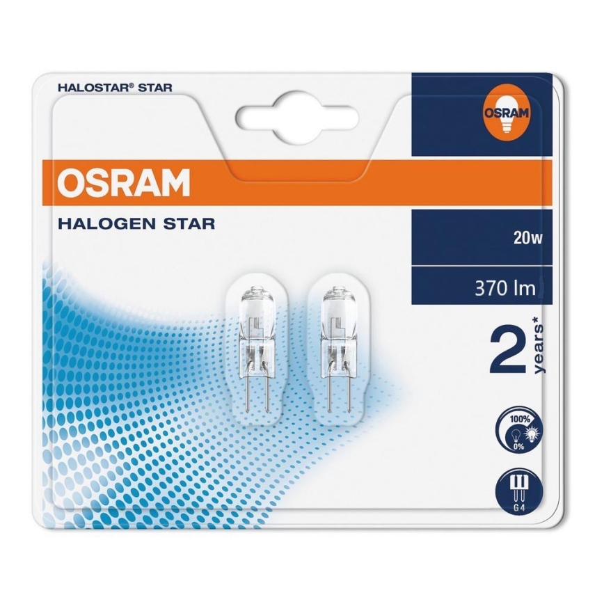 SADA 2x Průmyslová žárovka HALOSTAR G4/20W/12V 2700K - Osram