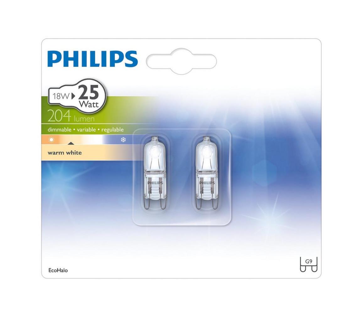 Philips SADA 2x Průmyslová žárovka Philips ECOHALO G9/18W/230V 2800K 