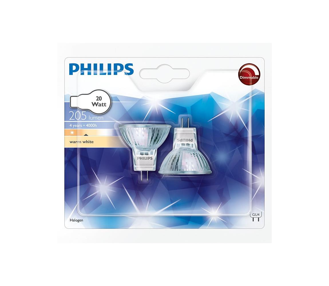 Philips SADA 2x Průmyslová žárovka Philips HALOGEN GU4/20W/12V 3000K P4798