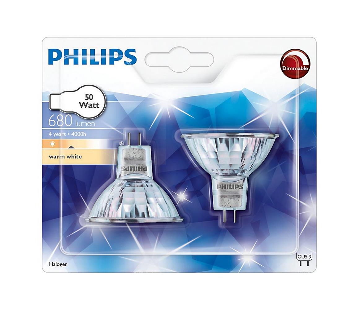 Philips SADA 2x Průmyslová žárovka Philips HALOGEN GU5,3/50W/12V 3000K P4806