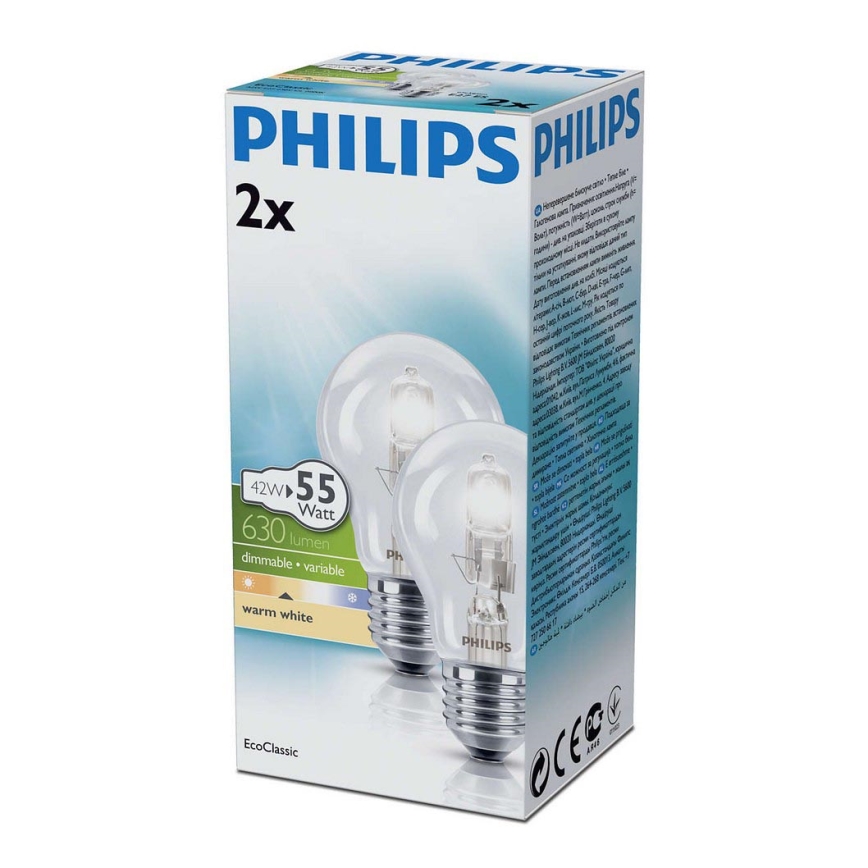 SADA 2x Stmívatelná průmyslová žárovka E27/42W/230V 2800K - Philips
