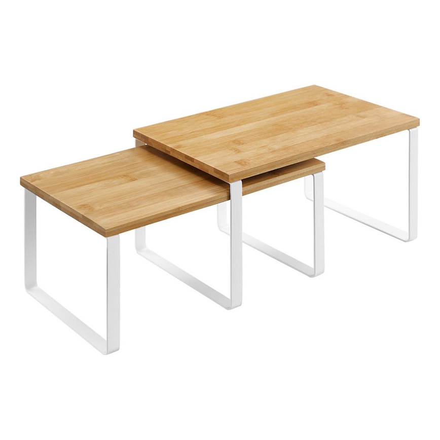 Sada 2x úložná polička MARGE bílá/hnědá