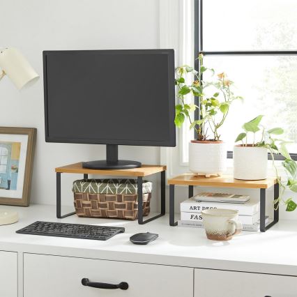 Sada 2x úložná polička MARGE černá/hnědá