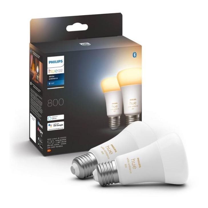 SADA 2xLED Stmívatelná žárovka Philips Hue WHITE AMBIANCE E27/6W/230V 2200-6500K