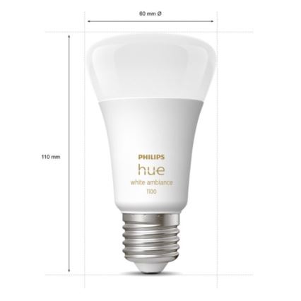 SADA 2xLED Stmívatelná žárovka Philips Hue WHITE AMBIANCE E27/8W/230V 2200-6500K