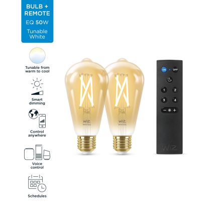 SADA 2x LED Stmívatelná žárovka ST64 E27/7W/230V 2000-5000K CRI 90 Wi-Fi + dálkové ovládání - WiZ