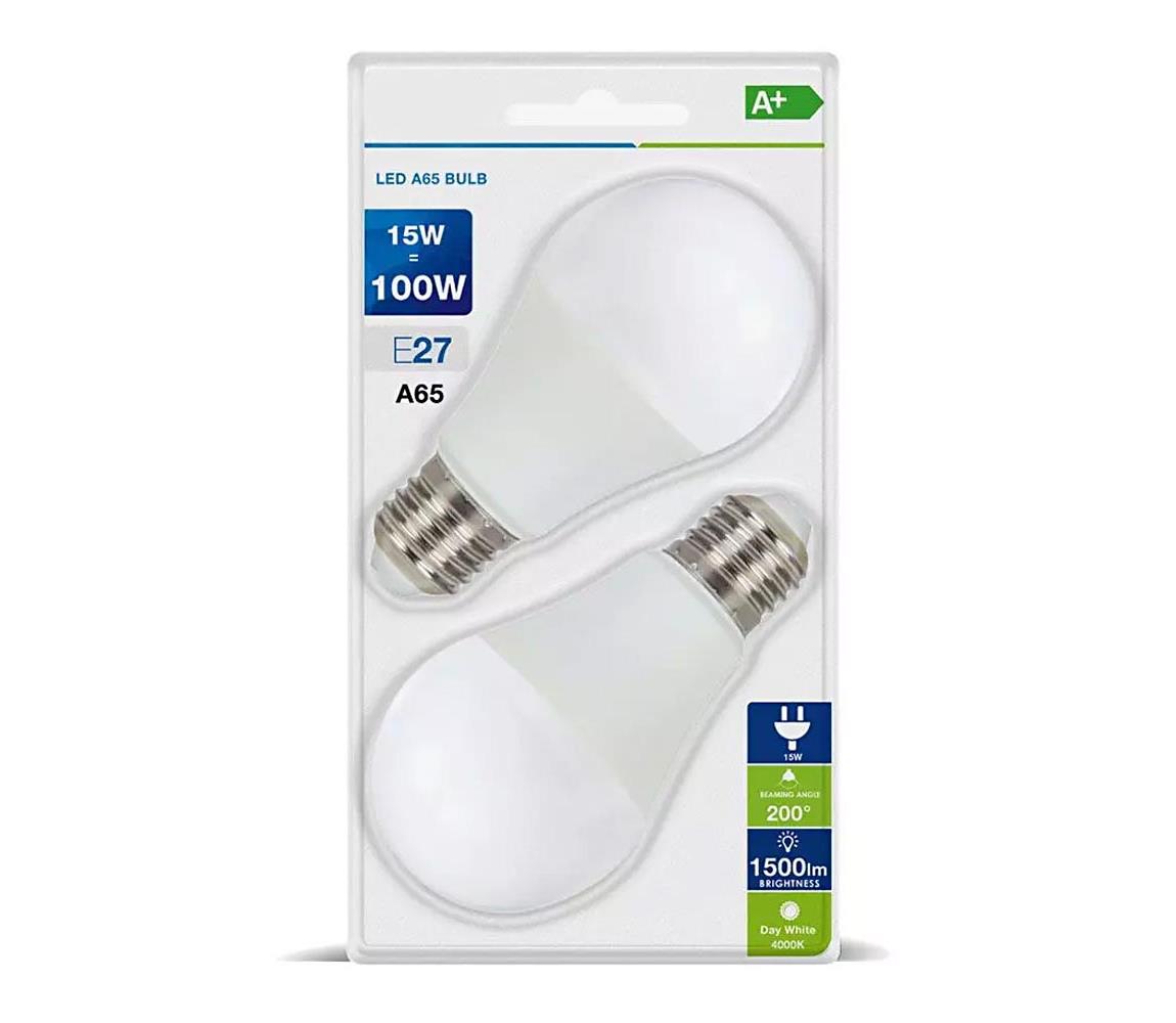V-Tac Sada 2xLED Žárovka A65 E27/15W/230V 2700K VT0398
