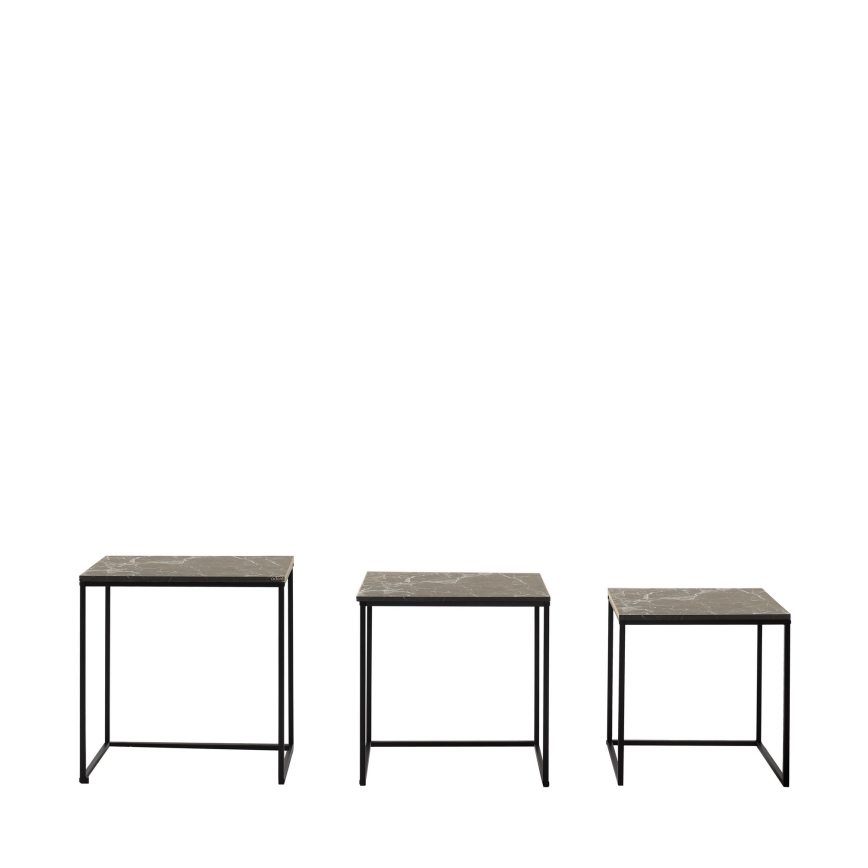 SADA 3x Konferenční stolek 55x40/51x39/46x37 cm černá