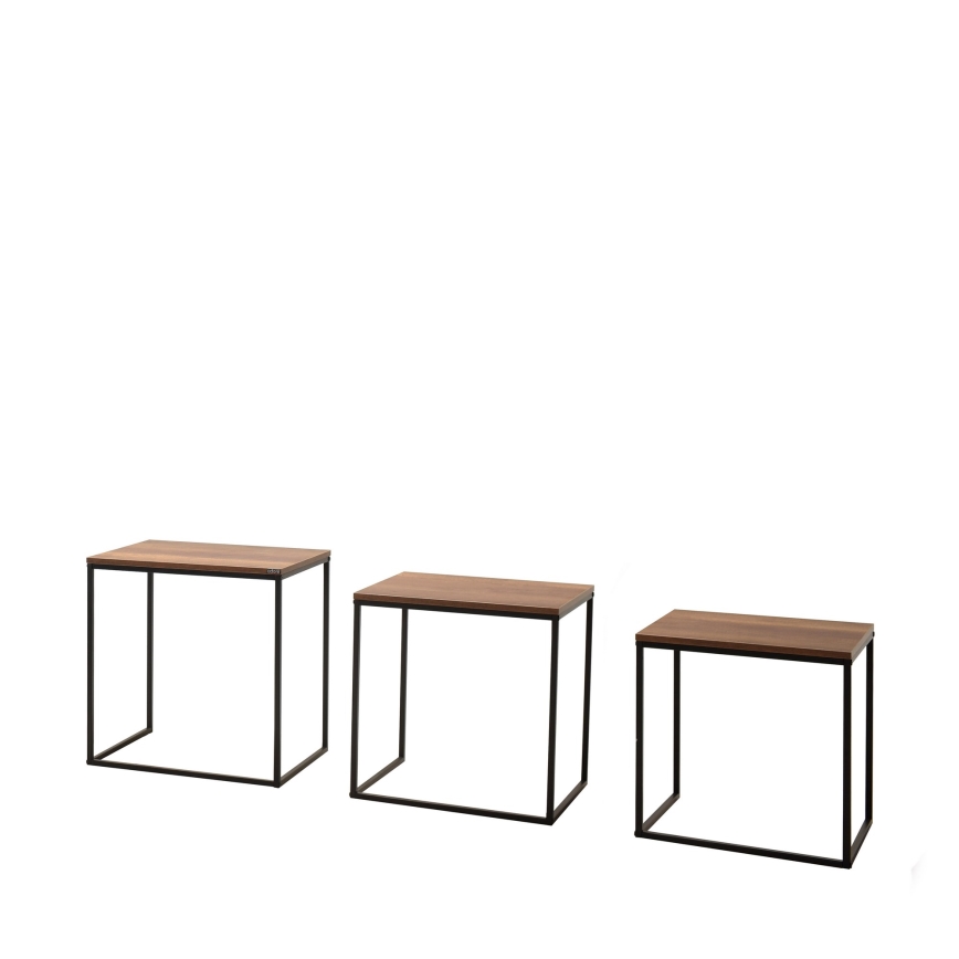 SADA 3x Konferenční stolek 55x40/51x39/46x37 cm hnědá