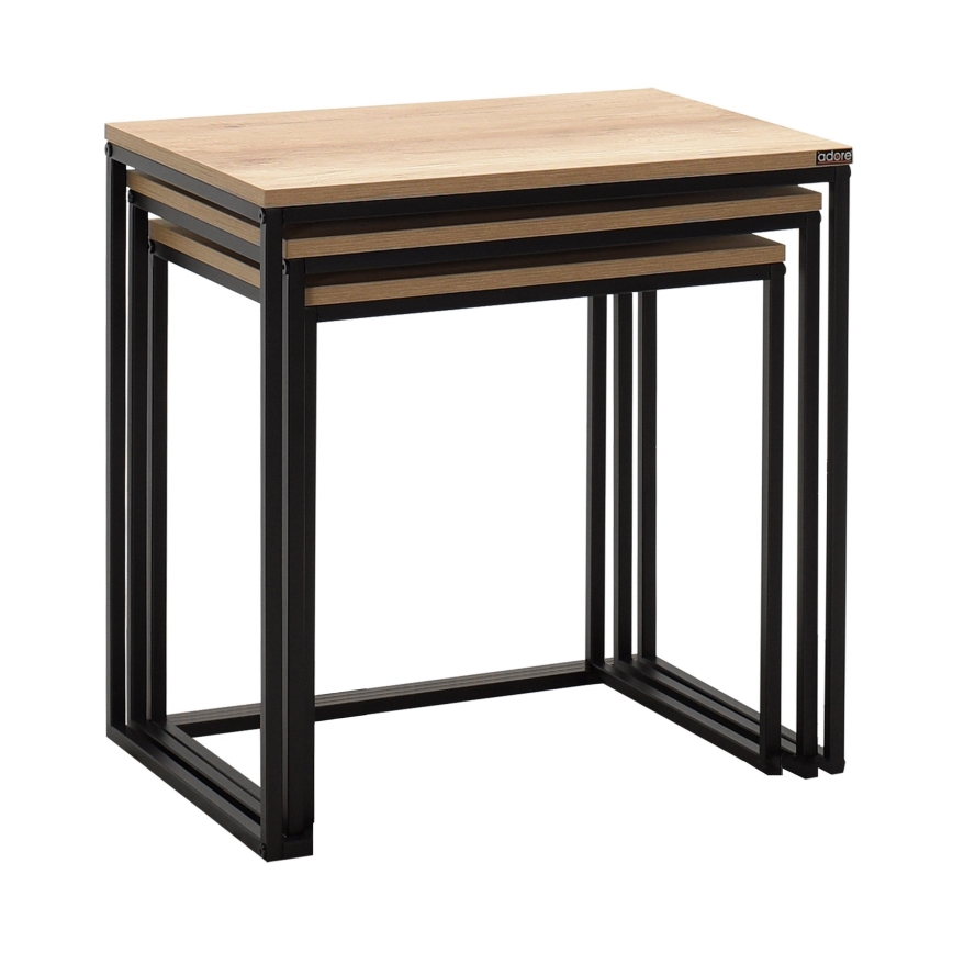 SADA 3x Konferenční stolek  55x40/51x39/46x37 cm hnědá