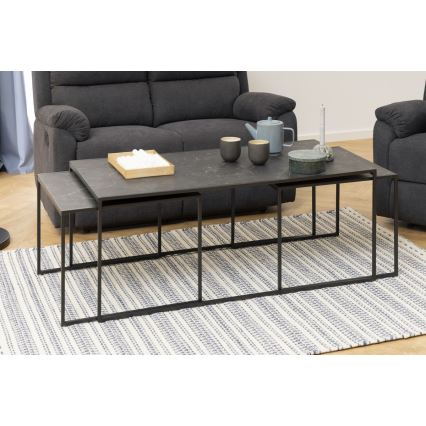 SADA 3x Konferenční stolek ALMA 120x60/56x56 cm antracit