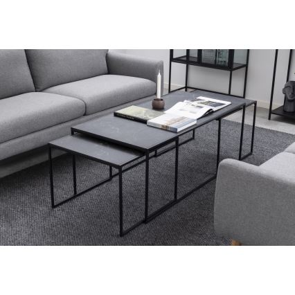 SADA 3x Konferenční stolek ALMA 120x60/56x56 cm antracit