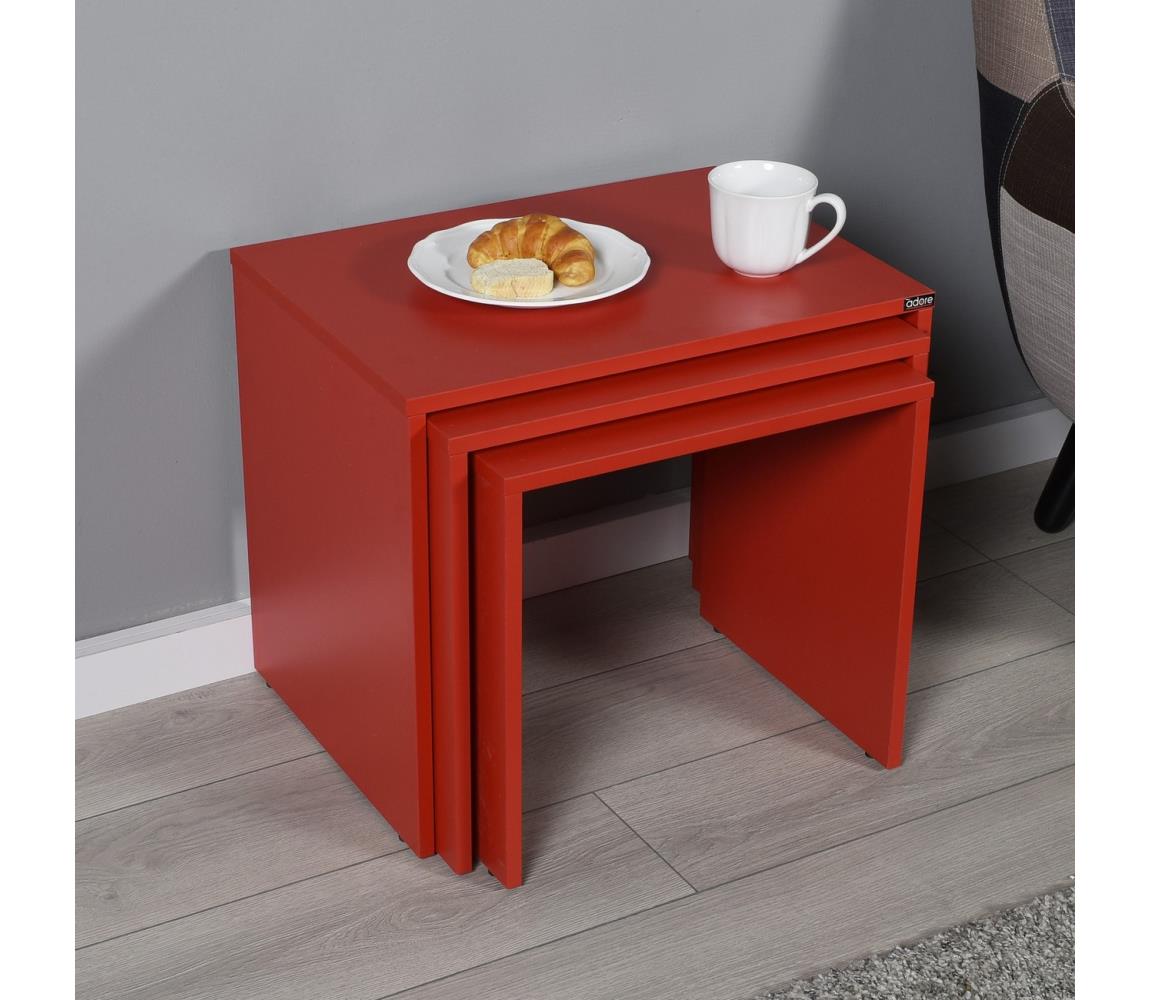 Adore Furniture SADA 3x Konferenční stolek červená 