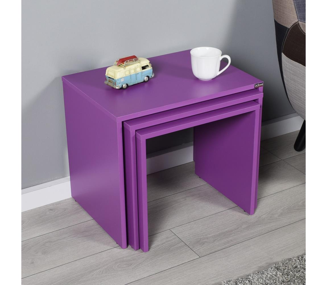 Adore Furniture SADA 3x Konferenční stolek fialová AD0134