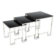 SADA 3x Konferenční stolek SAMMEN chrom/černá