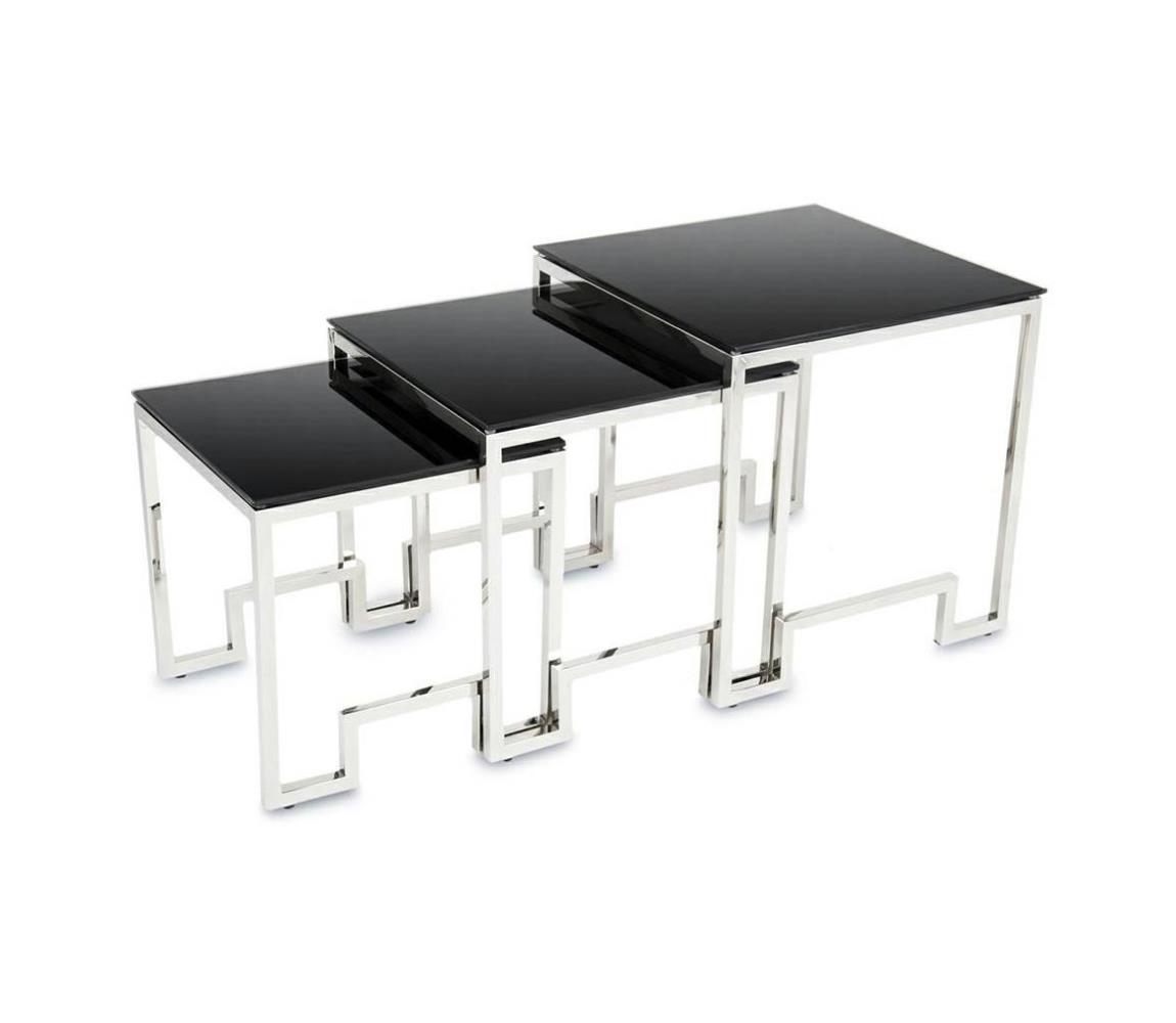 HowHomely SADA 3x Konferenční stolek SAMMEN chrom/černá 