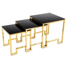 SADA 3x Konferenční stolek SAMMEN zlatá/černá