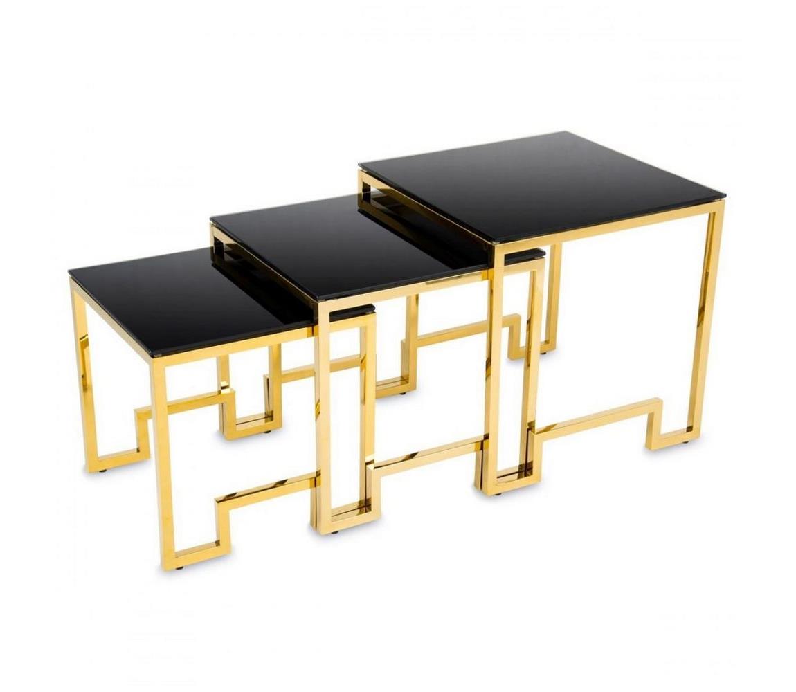 HowHomely SADA 3x Konferenční stolek SAMMEN zlatá/černá DD0054