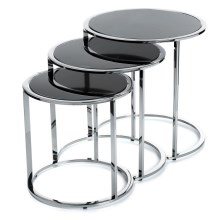 SADA 3x Konferenční stolek VANE chrom/černá