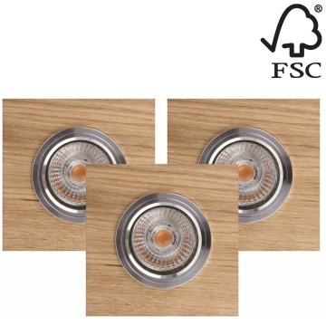 SADA 3x LED Podhledové svítidlo VITAR 1xGU10/5W/230V CRI 90 dub – FSC certifikováno