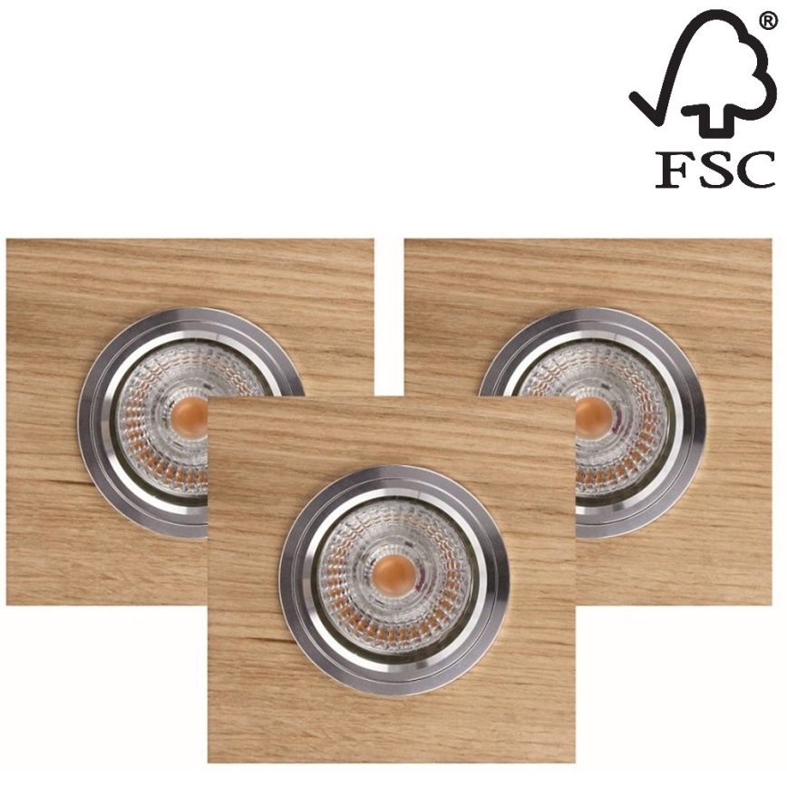 SADA 3x LED Podhledové svítidlo VITAR 1xGU10/5W/230V CRI 90 dub – FSC certifikováno