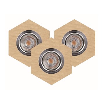 SADA 3x LED Podhledové svítidlo VITAR 3xGU10/5W/230V bříza
