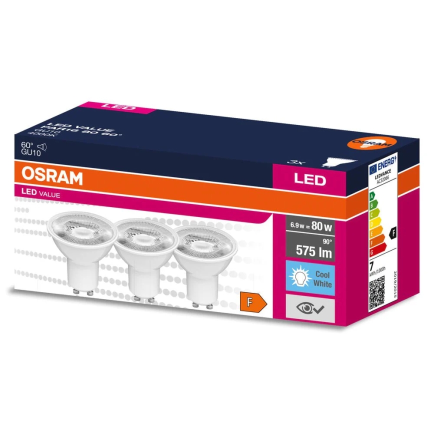 SADA 3x LED Reflektorová žárovka PAR16 GU10/6,9W/230V 4000K 60° - Osram
